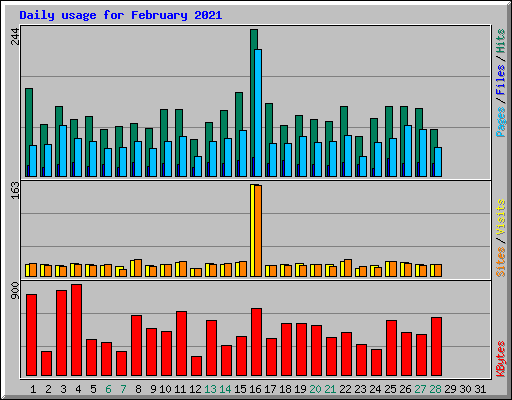 Daily usage for February 2021