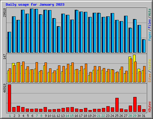 Daily usage for January 2023