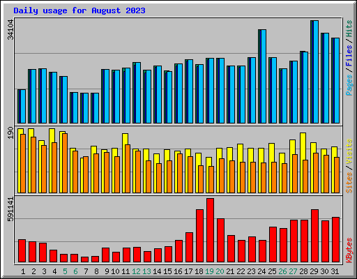 Daily usage for August 2023