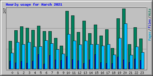 Hourly usage for March 2021